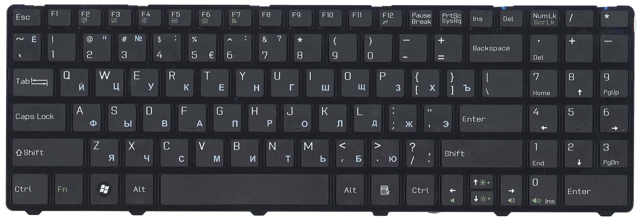 Клавиатура для ноутбука MSI CR640/CX640 Black Frame Black Клавиатура для ноутбука MSI CR640/CX640 Black Frame Black