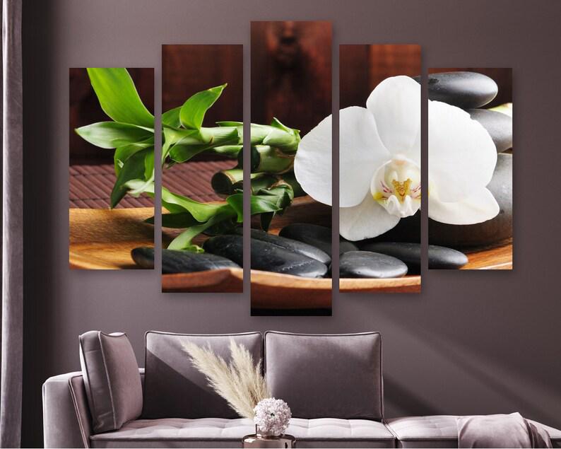 Модульная картина на холсте из пяти частей KIL Art Цветок белой орхидеи 112x68 см (M51_M_450)