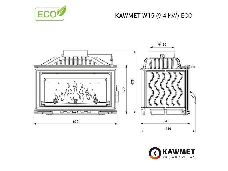 Печь-камин топка чугунная KAWMET W15 EKO 9,4 кВт - фото 7