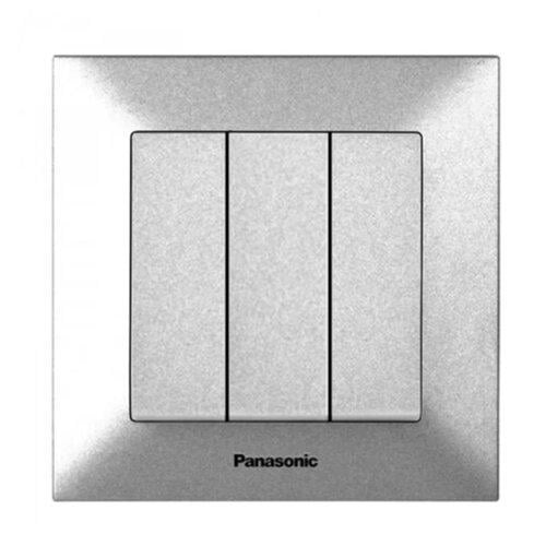 Выключатель трехклавишный Panasonic Arkedia Slim Серебристый (WNTC0015-2SL)