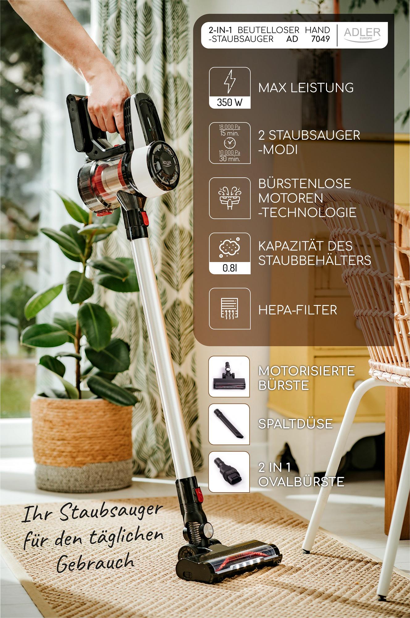 Пылесос Adler AD 7048 аккумуляторный - фото 11 Пылесос Adler AD 7048 аккумуляторный - фото 11