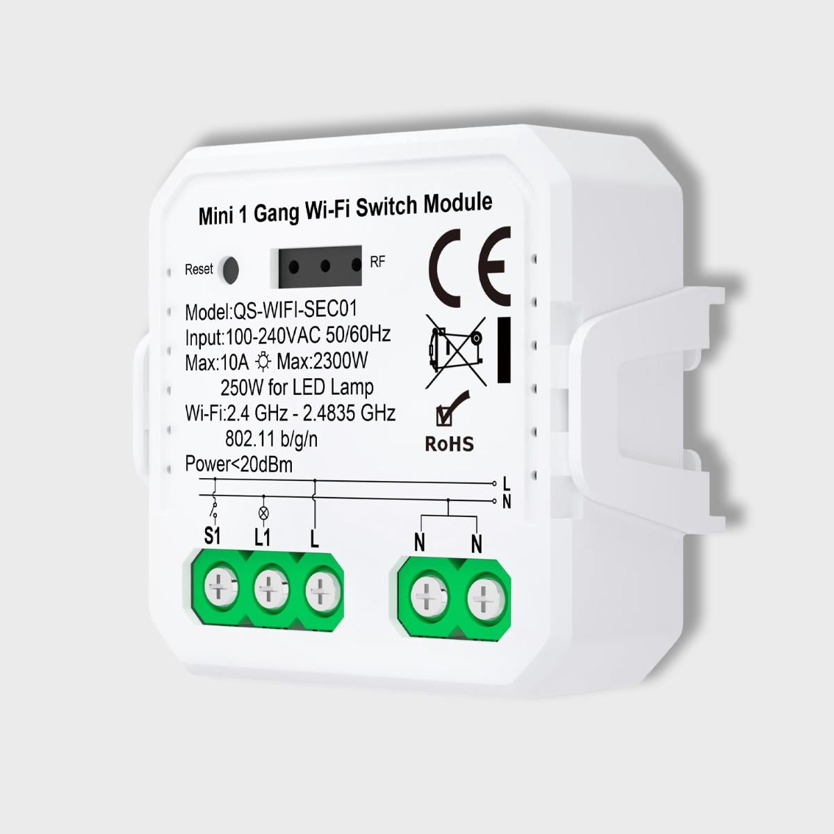 Реле одноканальное Tuya Wi-Fi (QS-Wi-Fi-SEC01)