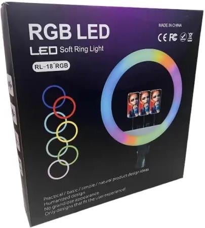 Лампа светодиодная кольцевая Rias RL-18 RGB 45 см на 3 держателя с пультом ДУ разноцветный (3_04095) - фото 5 Лампа светодиодная кольцевая Rias RL-18 RGB 45 см на 3 держателя с пультом ДУ разноцветный (3_04095) - фото 5