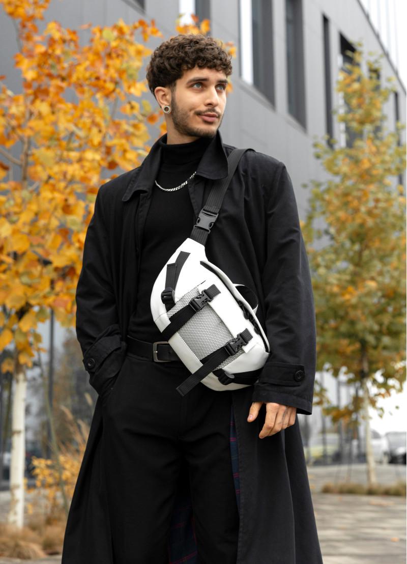 Сумка-бананка мужская Sambag DynamicDart 38×21×7 см Белый (80411008m)