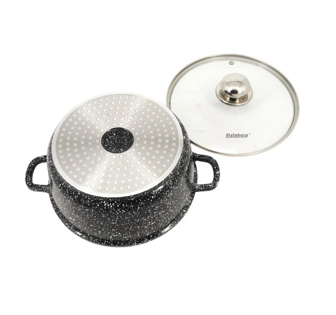 Кастрюля с гранитным покрытием Styleberg ST-3024 5,8 л Черный (ST-3024) - фото 3 Кастрюля с гранитным покрытием Styleberg ST-3024 5,8 л Черный (ST-3024) - фото 3