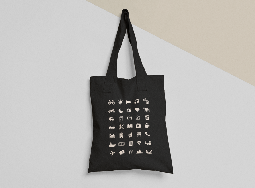 Эко-сумка шоппер с принтом Для туриста 38х40 см Черный (ПН14-Т1)