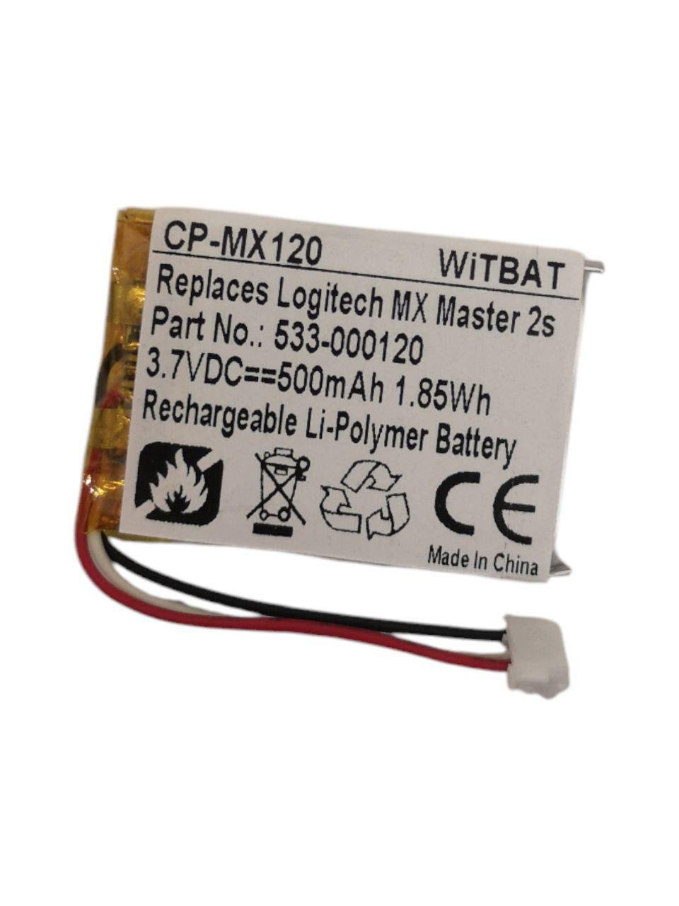 Аккумулятор для мышки Logitech MX Anywhere 2/2S MX Master 2s/MX Ergo/533-000120/533-000121/533-000172 500 mAh (000011409)