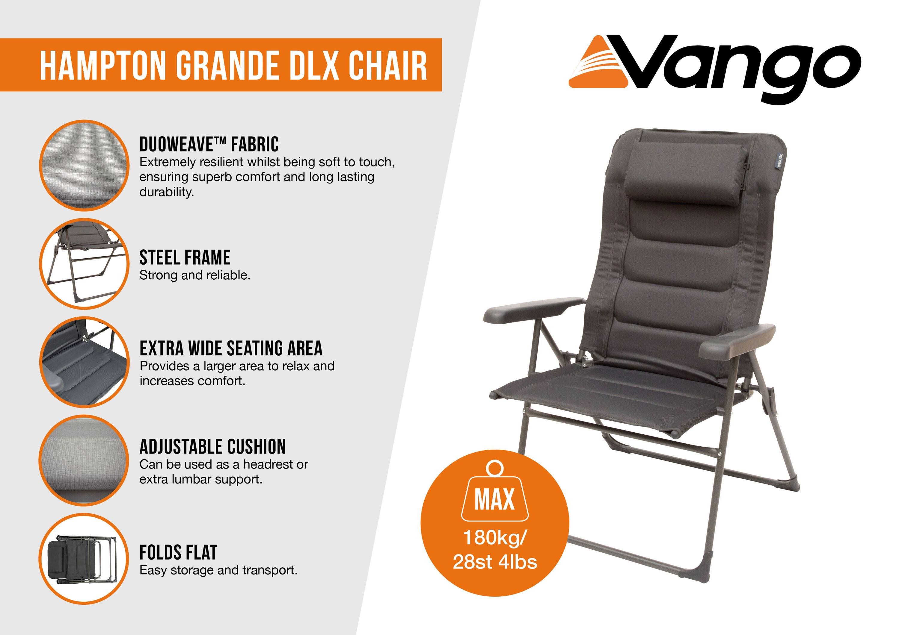 Стілець кемпінговий Vango Hampton Grande DLX Chair Excalibur (CHRHAMPTOE27A3T) - фото 12