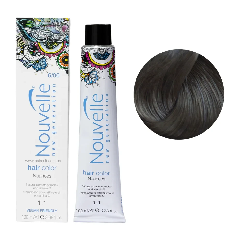Фарба для волосся Nouvelle Hair Color 6/00 Темний блонд натуральний холодний 100 мл Фарба для волосся Nouvelle Hair Color 6/00 Темний блонд натуральний холодний 100 мл