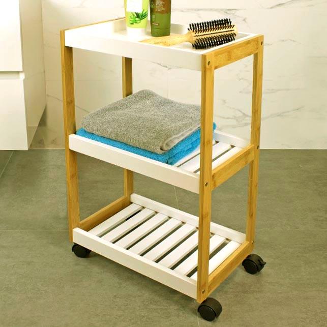 Этажерка для ванной из дерева на колесиках Заринде Карри/Зефир (АБТ-00070320)