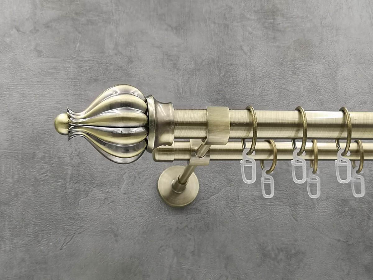 Карниз Quadrum Таджа гладкая штанга двойной модерн 25/19 мм 160 см Антик (264774756)