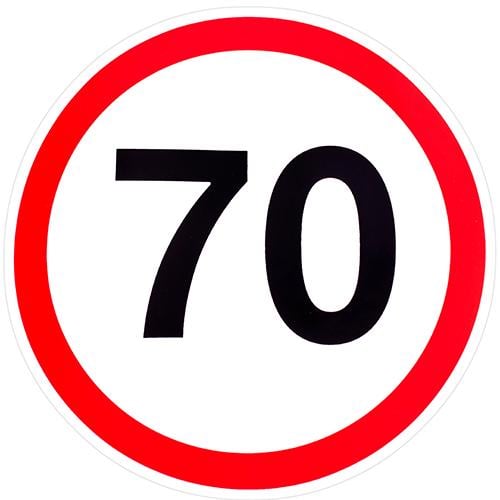Наклейка знак "70" 130 мм (00000026032)