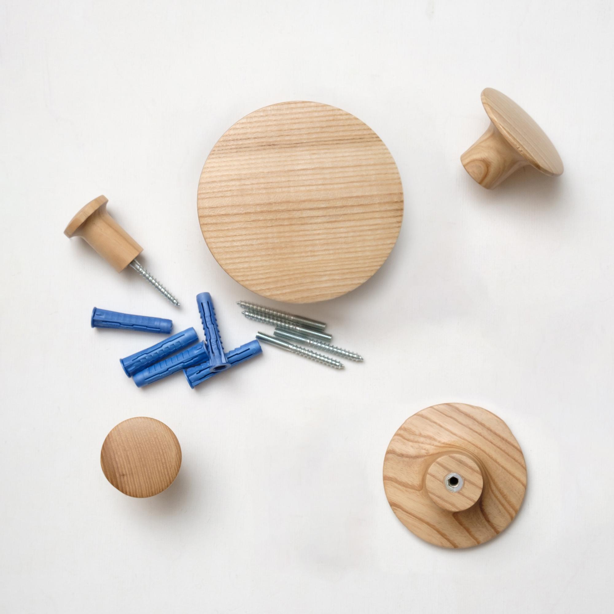 Набор деревянных мебельных крючков для одежды ø 35-120 мм 5 шт. Ясень (50463) - фото 4