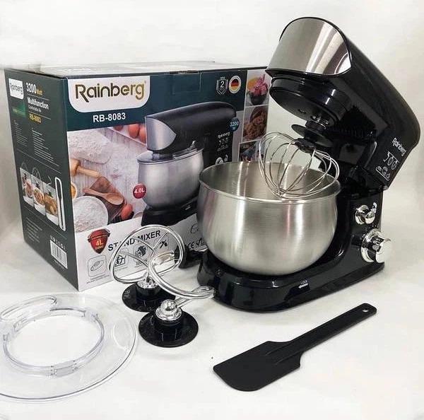 Миксер-тестомис планетарный Rainberg RB-8083 3200 Вт с чашей 4 л Черный (PH00461)