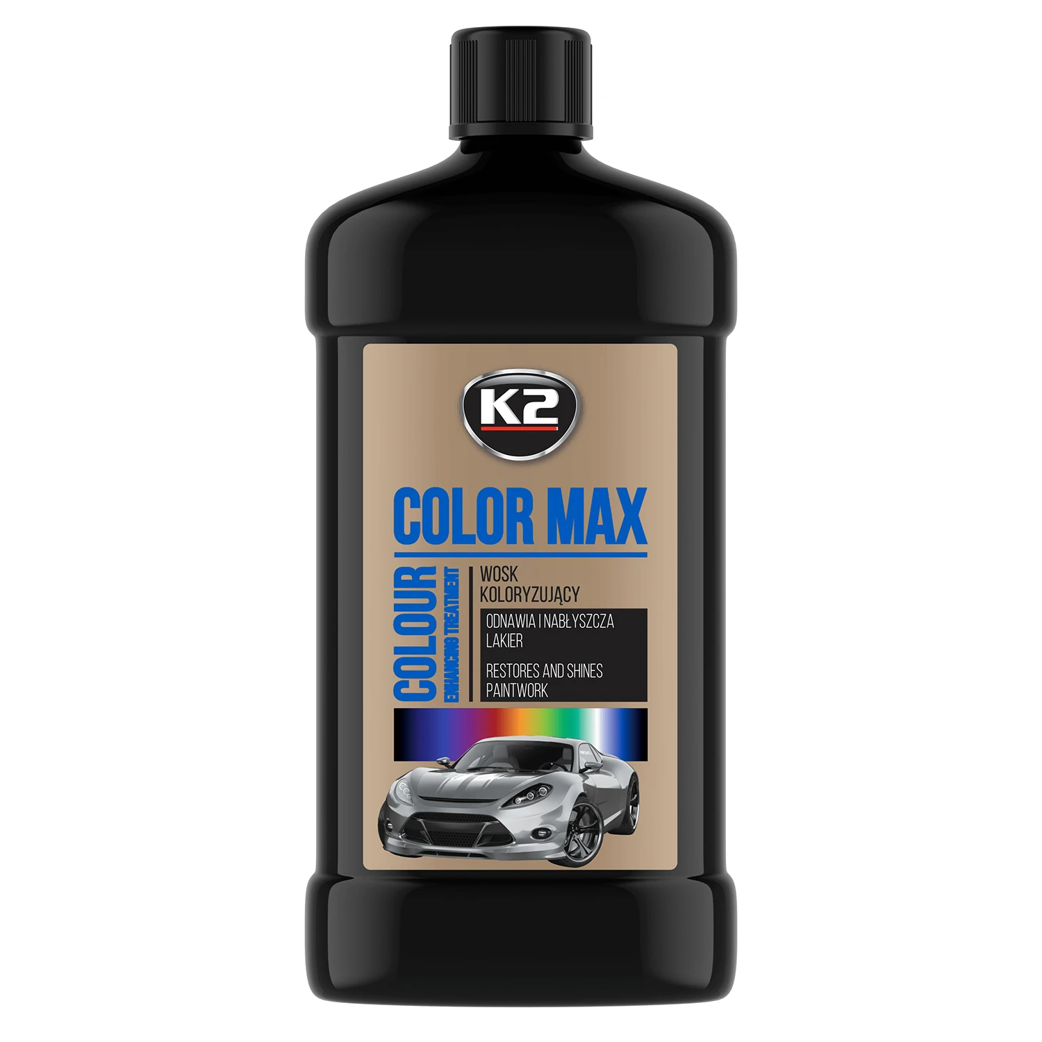 Поліроль восковий для кузова K2 Color Max пляшка 500 мл Чорний (K025CA)