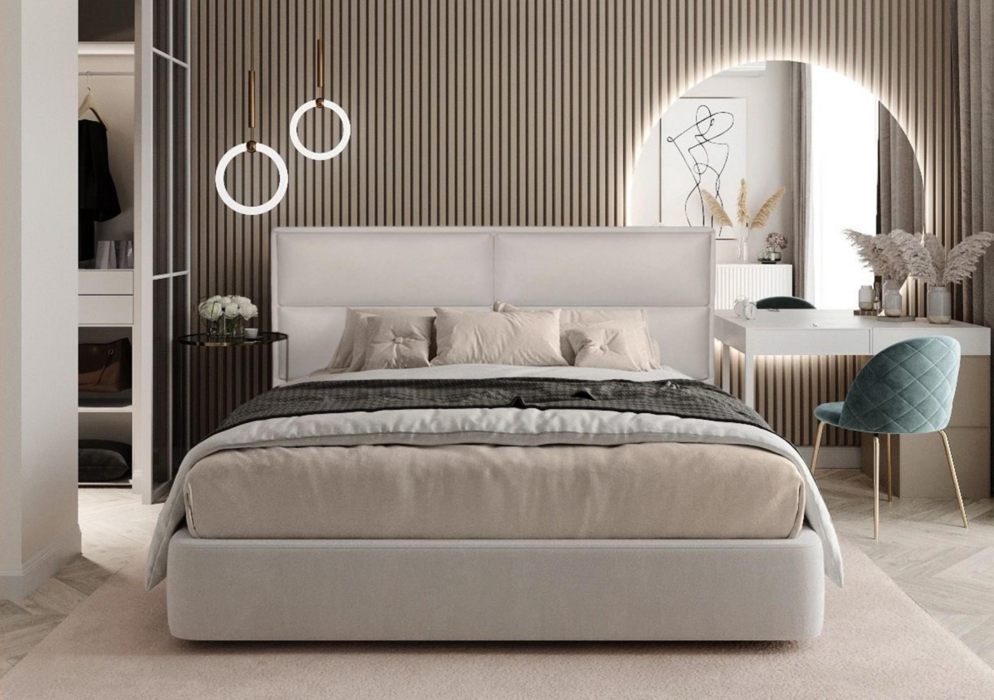 Кровать двуспальная BNB Santa Maria Comfort экокожа с подъемным механизмом и нишей для белья 140х190 см Бежевый (bnb_190_0343)