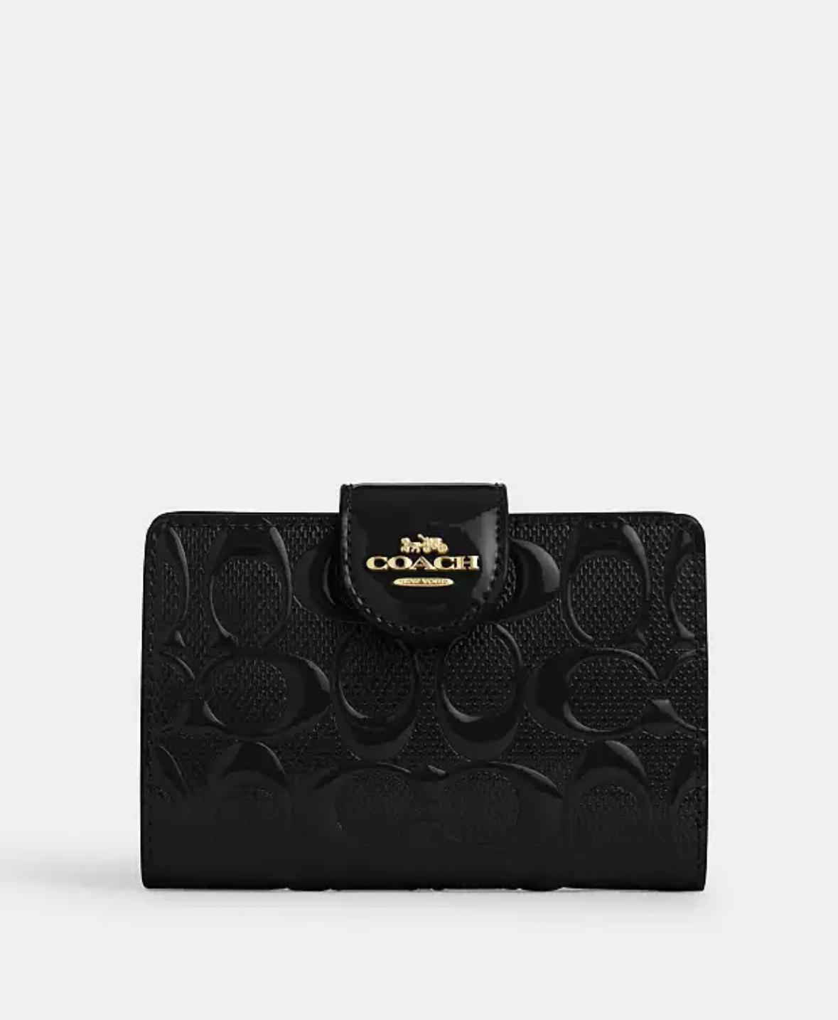 Гаманець жіночий шкіряний Coach Medium Corner Zip Wallet In Signature Leather in Black CV414 (43997786)
