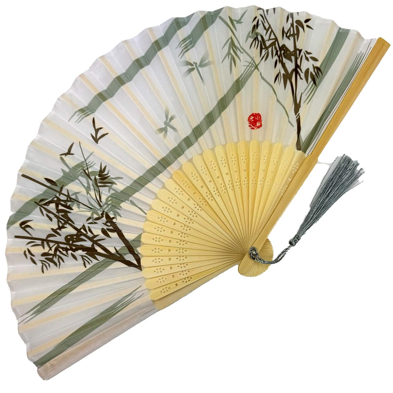 Віяло дерев'яне Бамбук 21х37 см Сірий (C5969)