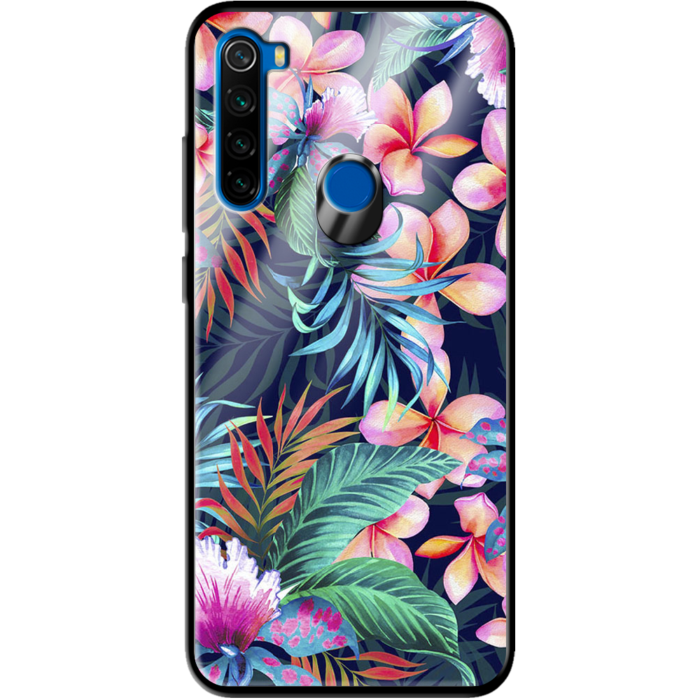Чехол Boxface Xiaomi Redmi Note 8T flowers in the tropics Черный силикон со стеклом (38532-up1971-39410)