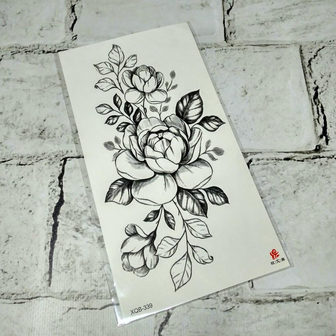 Тату временное Цветы лист 11,5x21 см (XQB-339)