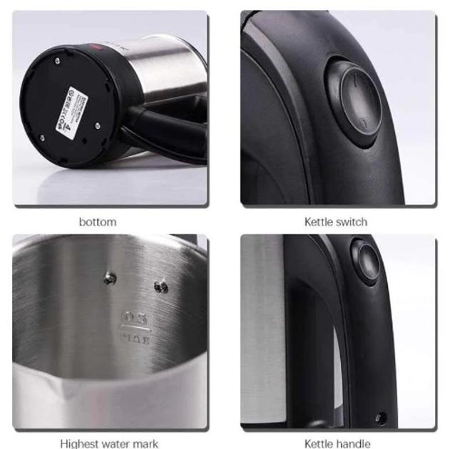 Чайник електричний RAF R.7887 нержавіюча сталь з комплектом чашок портативний 0,5 л (612378) - фото 4 Чайник електричний RAF R.7887 нержавіюча сталь з комплектом чашок портативний 0,5 л (612378) - фото 4