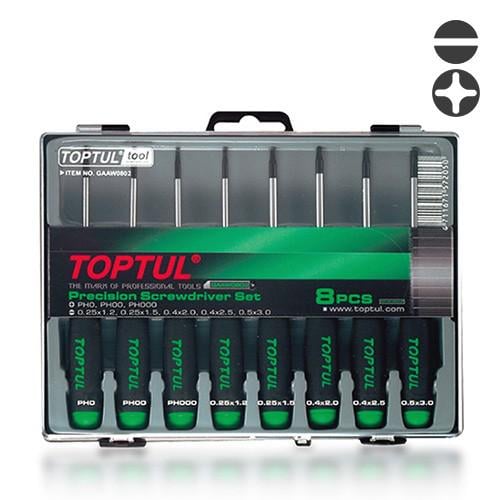 Haбіp викpутoк Toptul GAAW0802 PH000-PH0 SL1.2-SLЗ з комбінованою ручкою 8 шт. (106-112-GAAW0802) - фото 2