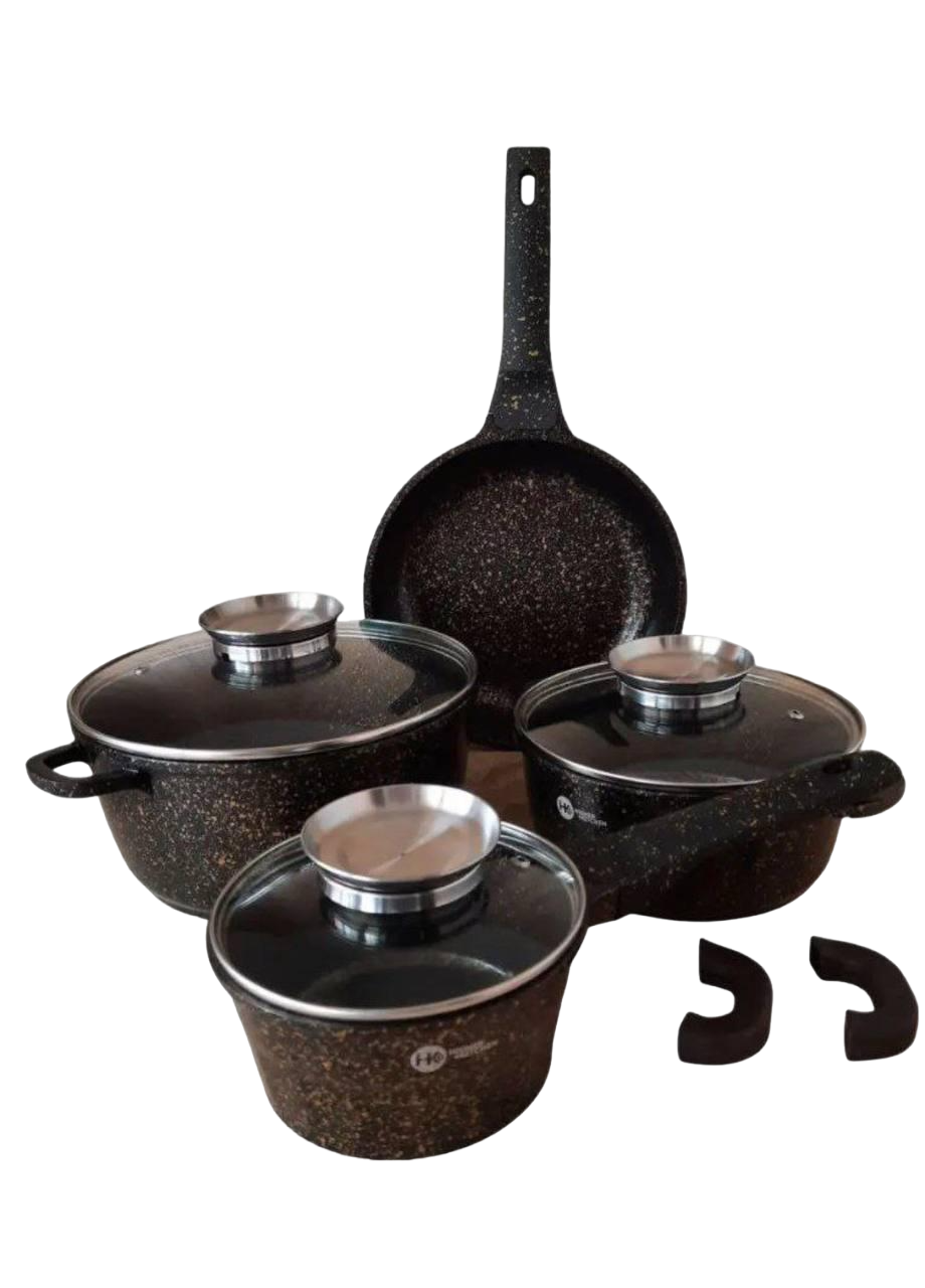Набір каструль Higher Kitchen НК-307 з гранітним антипригарним покриттям Коричневий (HK-307588) Набір каструль Higher Kitchen НК-307 з гранітним антипригарним покриттям Коричневий (HK-307588)