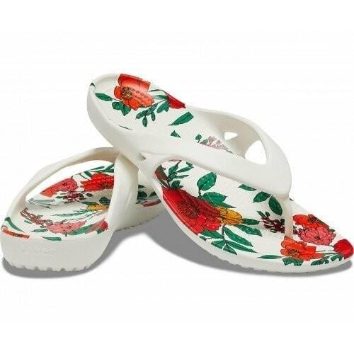 Шльопанці в'єтнамки жіночі Crocs Kadee II Printed Floral Flip Women - White/Floral р. 36-37 Білий (10298)