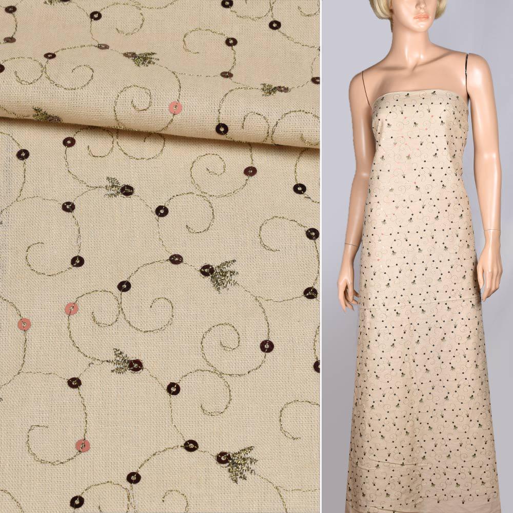 Ткань лен ширина 140 см Бежевый (12612.002) - фото 2