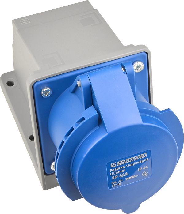 Силовая розетка АСКО-УКРЕМ UCombi 2P+PE 32А 250 В стационарная IP44 полиамид Синий (A0080010142)