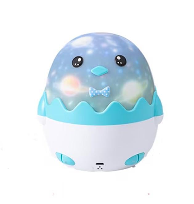 Ночник детский проектор музыкальный Пингвин космос на пульте управления проекции 13 слайдов Голубой - фото 1