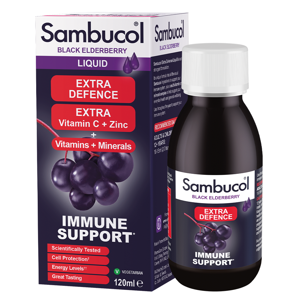 Самбукол сироп для иммунитета Sambucol Extra Defence Черная бузина/Витамины/Минералы от 12 лет 120 мл