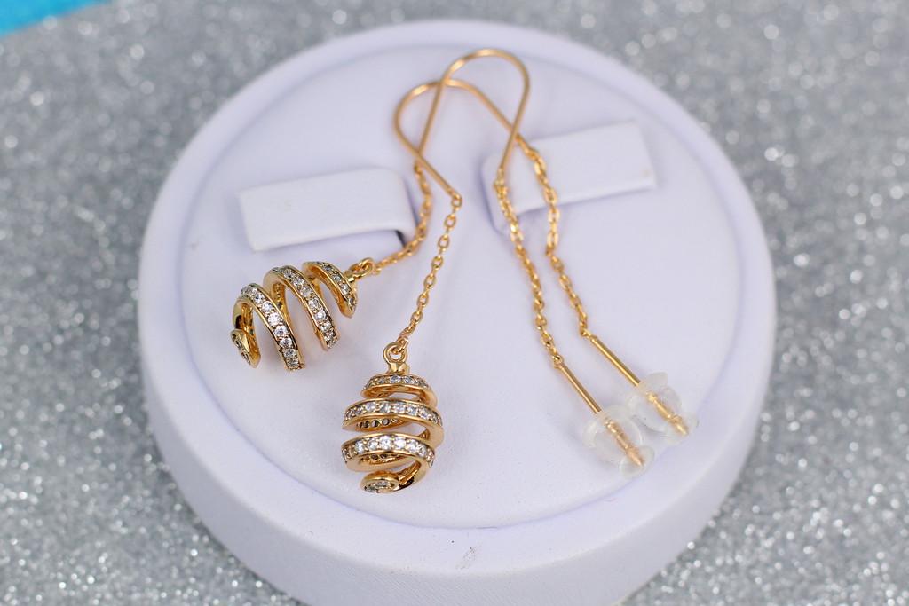 Серьги продевки Xuping Jewelry с шариком спиралькой 5 см Золотистый (1383774356)