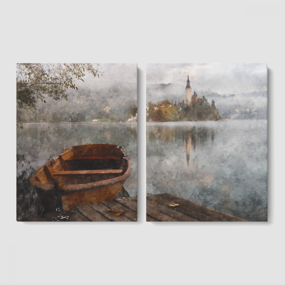 Модульная картина из двух частей Malevich Store Лодка 93x60 см (MK21222)