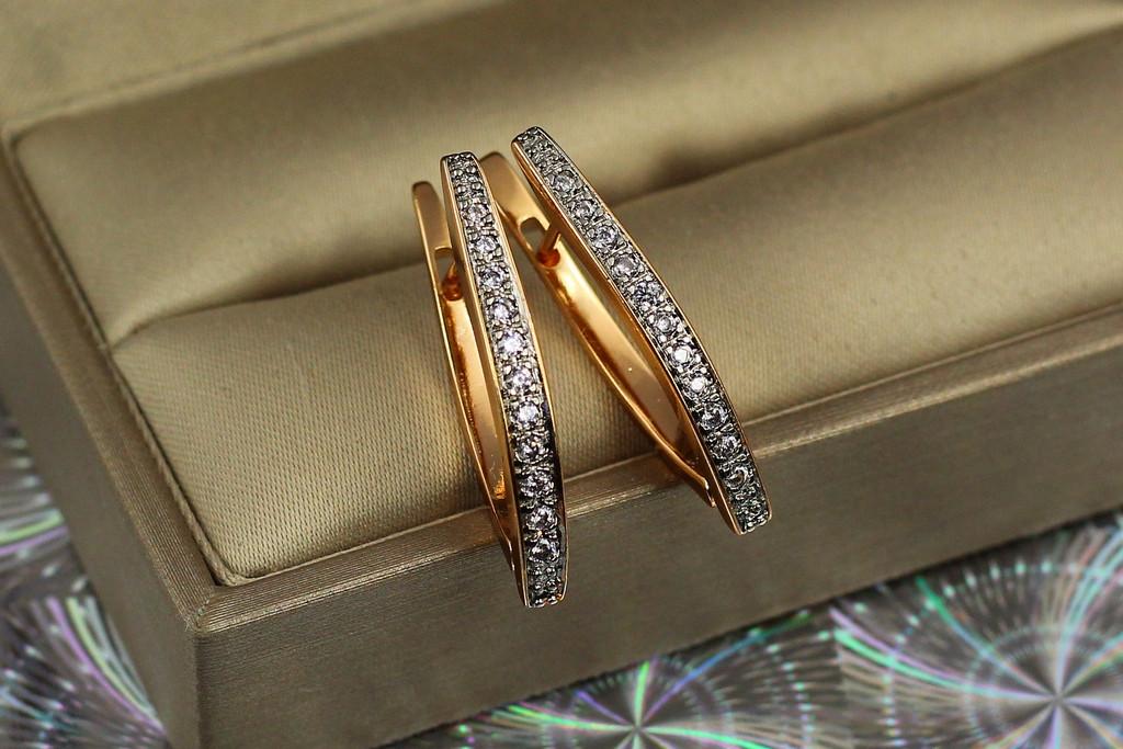 Серьги Xuping Jewelry Стрелки с родием 2,5 см Золотистый
