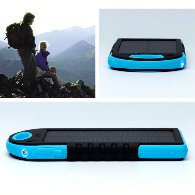 Повербанк 10000 mAh на сонячній батареї з LED ліхтариком Блакитний (7a37985e) - фото 10