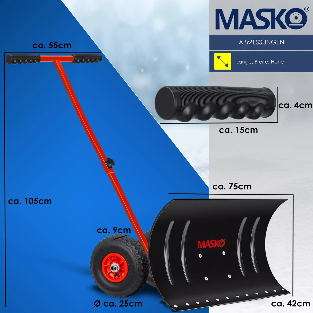 Лопата для снега KESSER 75x46x150 см 1,5 мм - фото 3 Лопата для снега KESSER 75x46x150 см 1,5 мм - фото 3