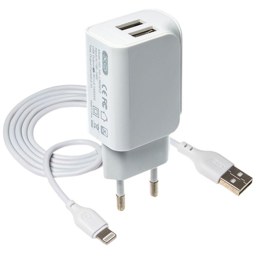 Зарядное устройство Xo L35D 2xUSB/2,1А Lightning/USB White