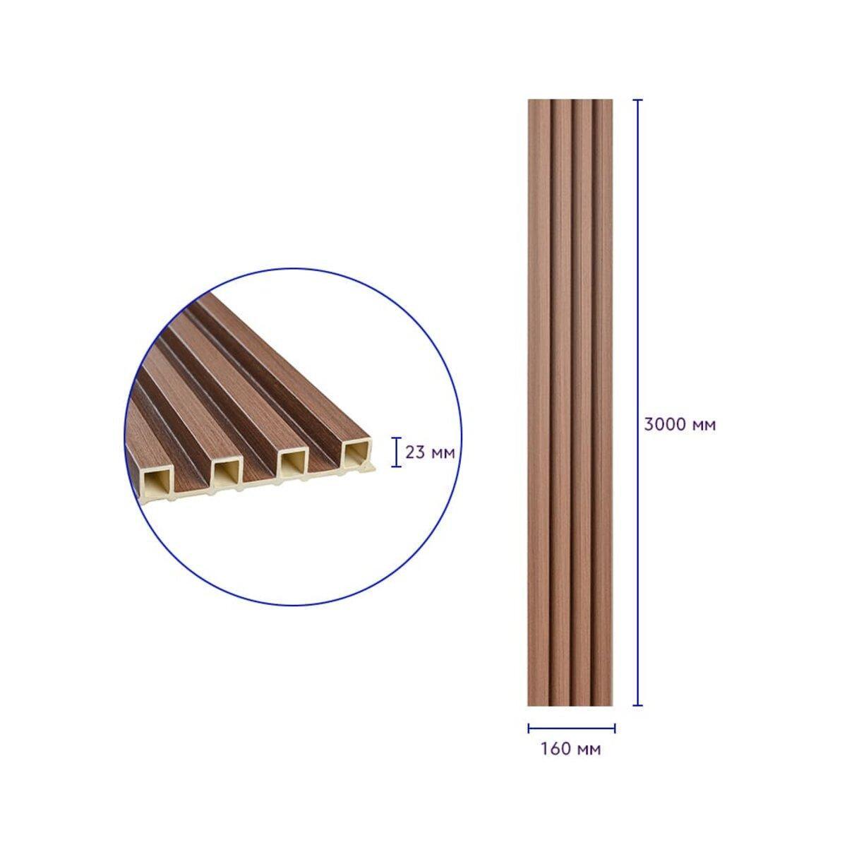Рельс декоративный WPC стеновой 3000х160х23 мм Капучино (SW-00001538) - фото 3 Рельс декоративный WPC стеновой 3000х160х23 мм Капучино (SW-00001538) - фото 3