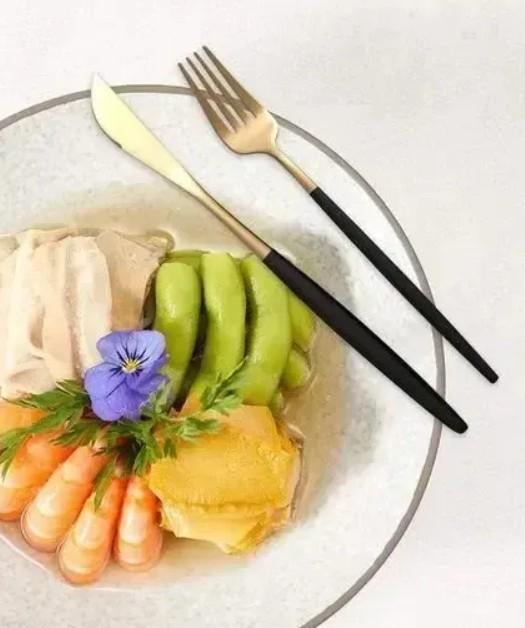 Набор столовых приборов Kitchen Ware из нержавеющей стали на 6 персон 24 шт. 40х26х6 см Черно-золотистый - фото 5