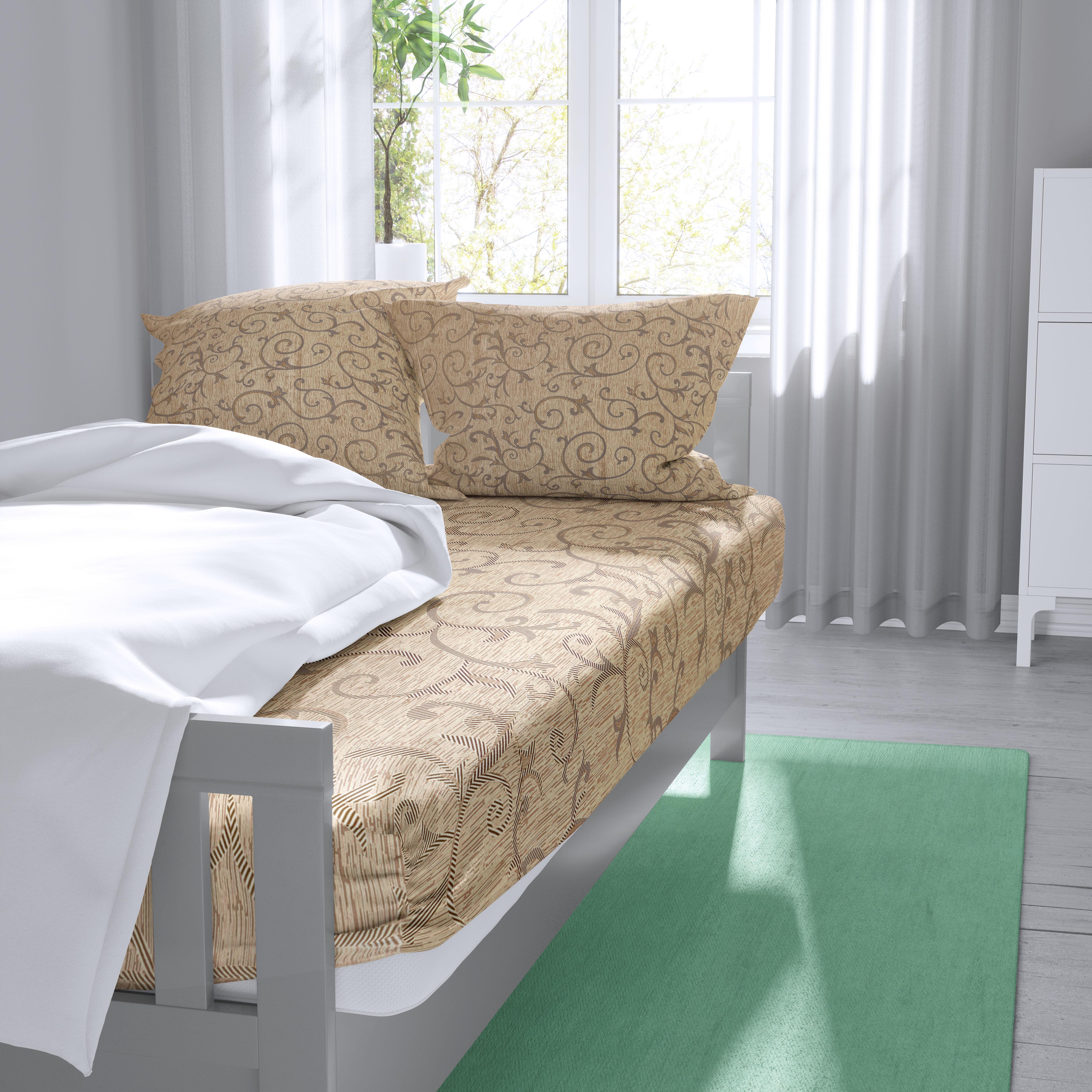 Простынь на резинке Вензель 160х200 см и две наволочки 50х70 см бязь Бежевый (G-2702beige/x160)