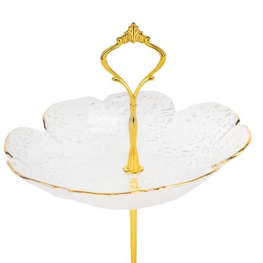 Блюдо 2-х ярусне Elisey Прозорий кварц скляне 24 см Прозорий (135-81-9219-034) - фото 2 Блюдо 2-х ярусне Elisey Прозорий кварц скляне 24 см Прозорий (135-81-9219-034) - фото 2