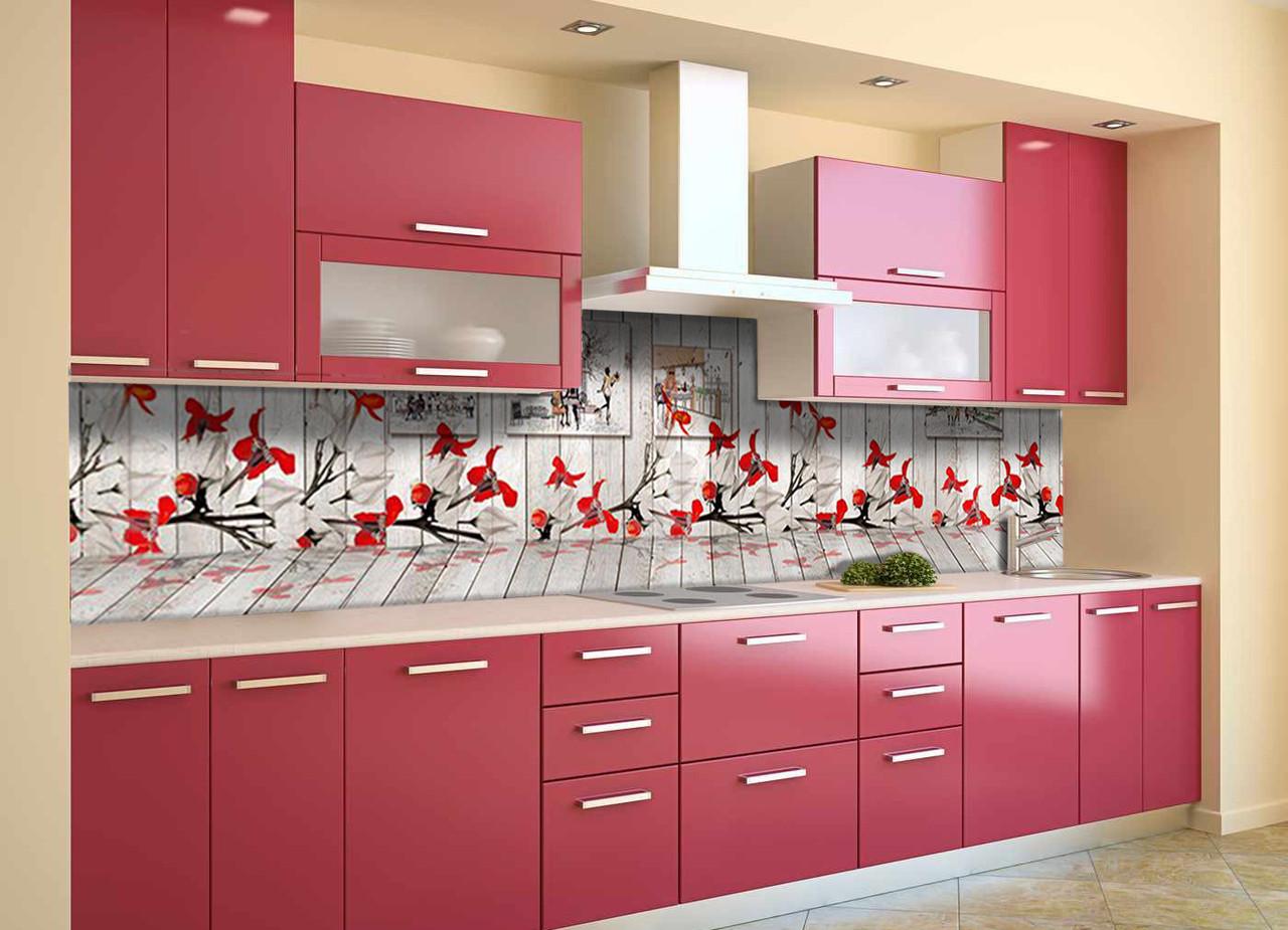 Кухонный фартук Иллюзия Прованс из самоклеящейся виниловой пленки 60х300 см Серый