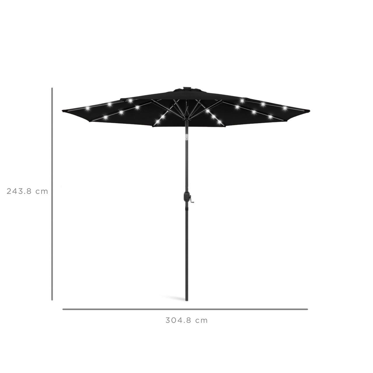 Парасолька садова з LED-підсвічуванням та сонячною панеллю 3 м Чорний (W-7016BL) - фото 3 Парасолька садова з LED-підсвічуванням та сонячною панеллю 3 м Чорний (W-7016BL) - фото 3