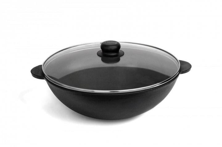 Сковорода чугунная стеклянная крышка WOK Brizoll W30-1 30 см 4,7 л (NA0000850)