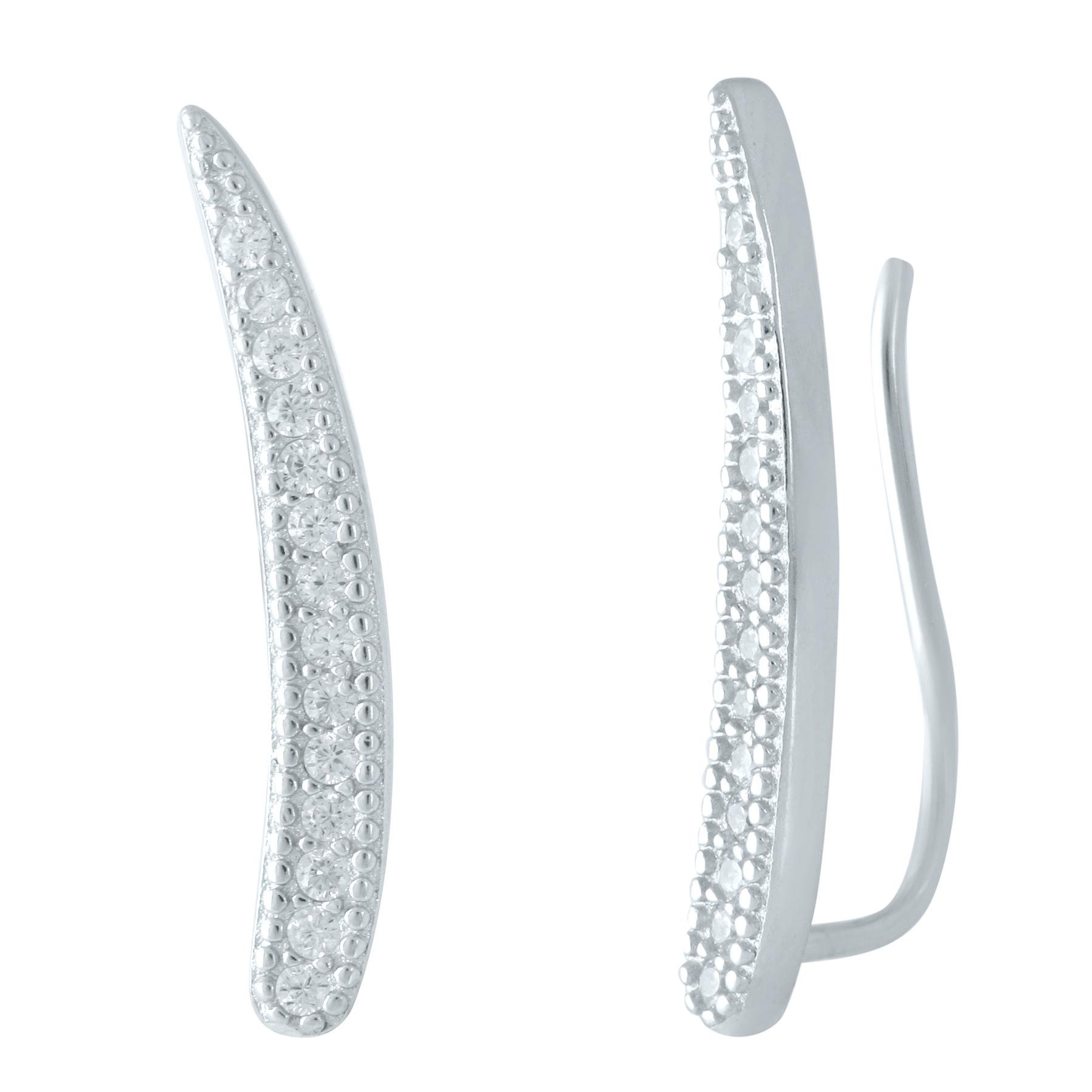 Серьги серебряные кафы с фианитами