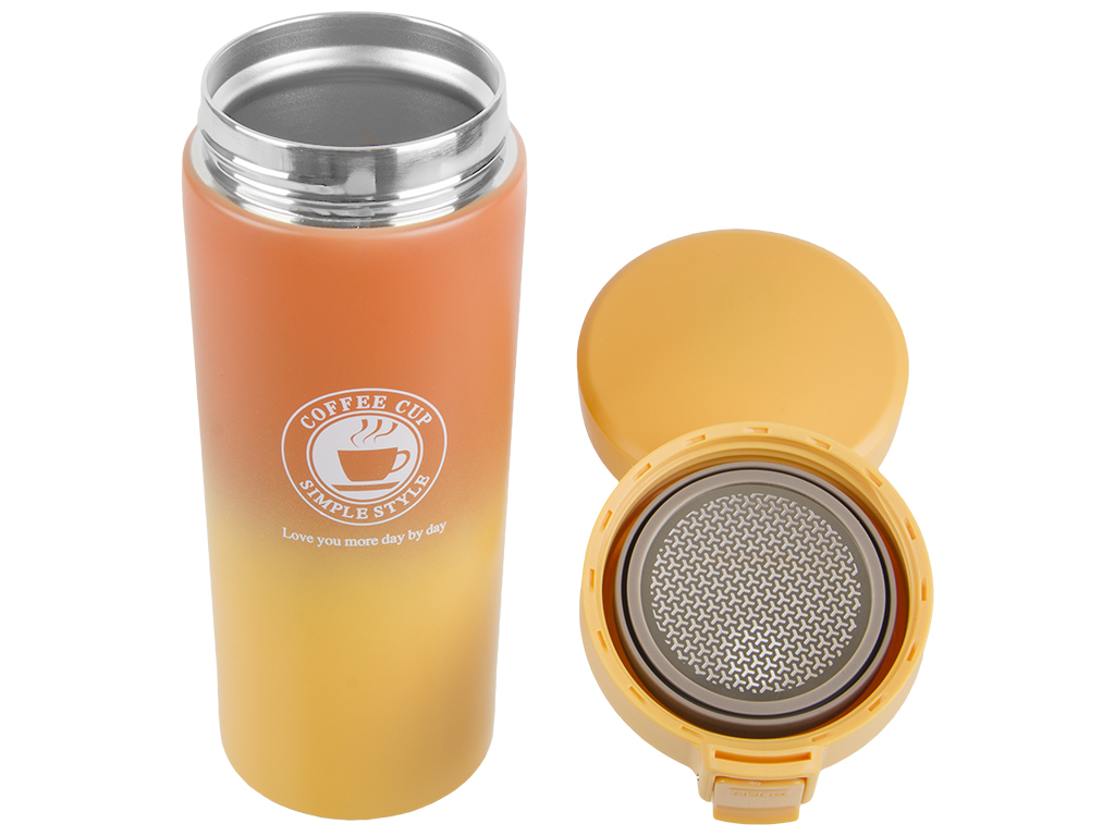 Термокухоль із нержавіючої сталі з фільтром 500 мл Помаранчево-жовтий (17553) - фото 2
