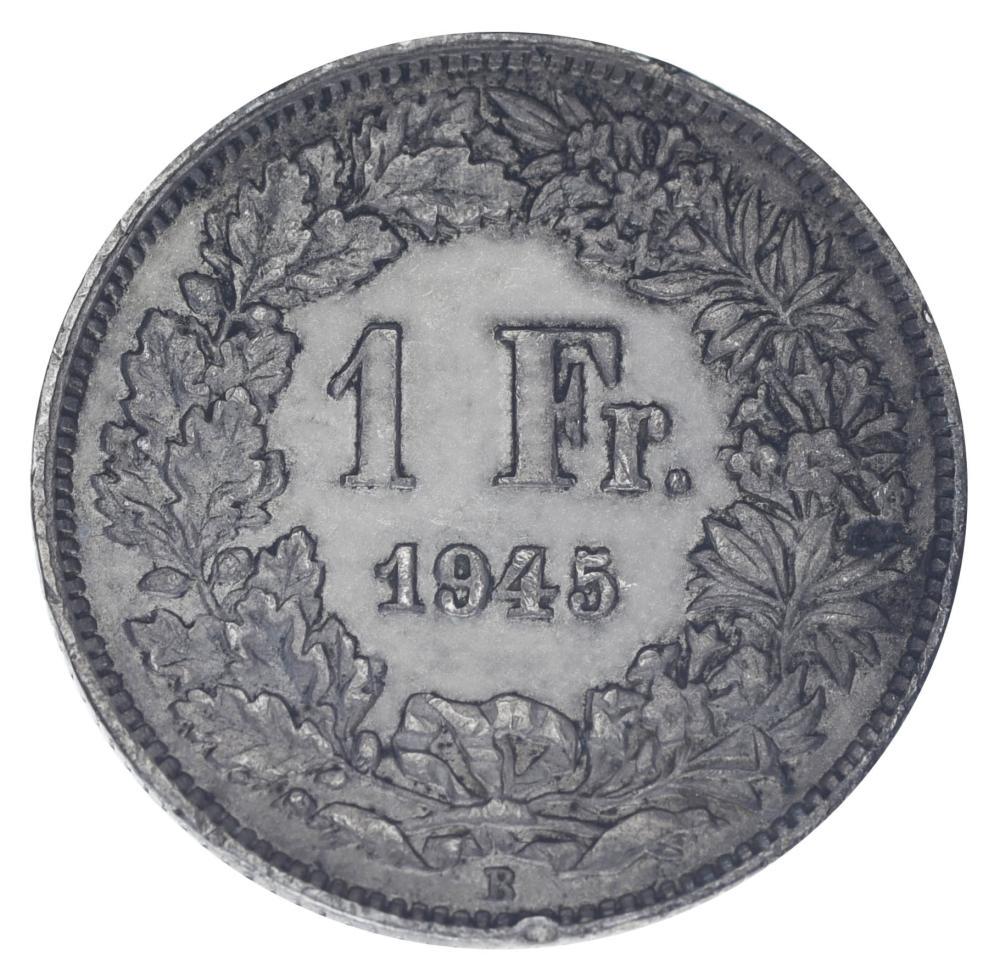 Колекційна монета Швейцарія 1 франк 1945 срібло F-VF