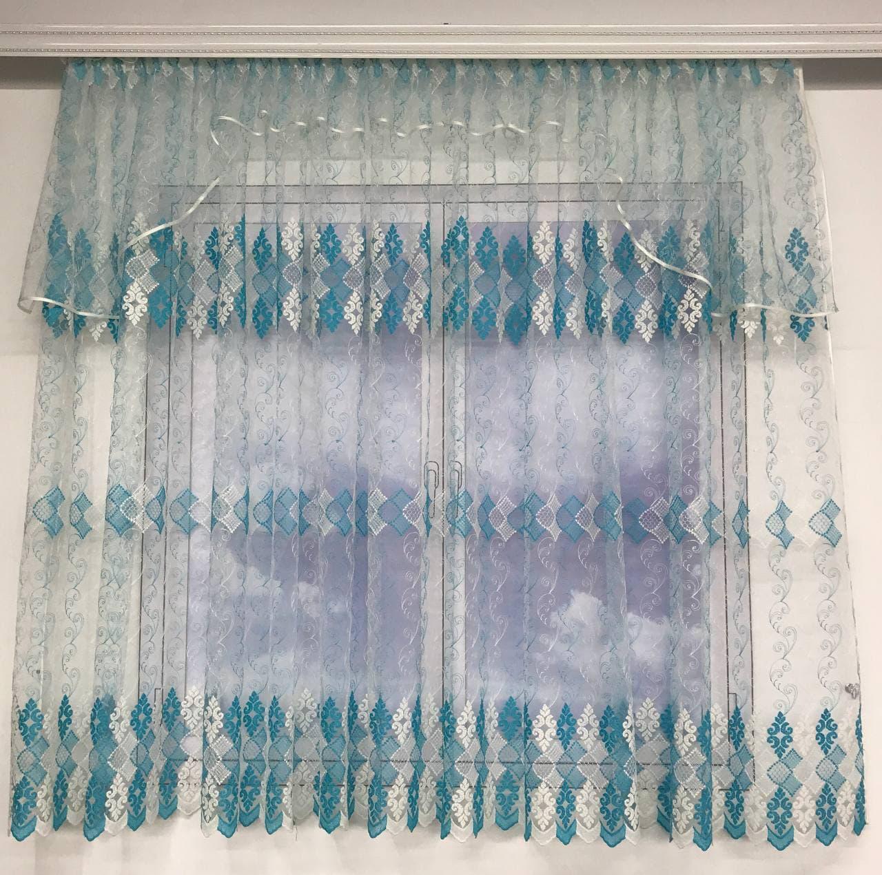 Занавеска из турецкого фатина ALBO 400x180 см Бирюзовый (KU-140-4-19)