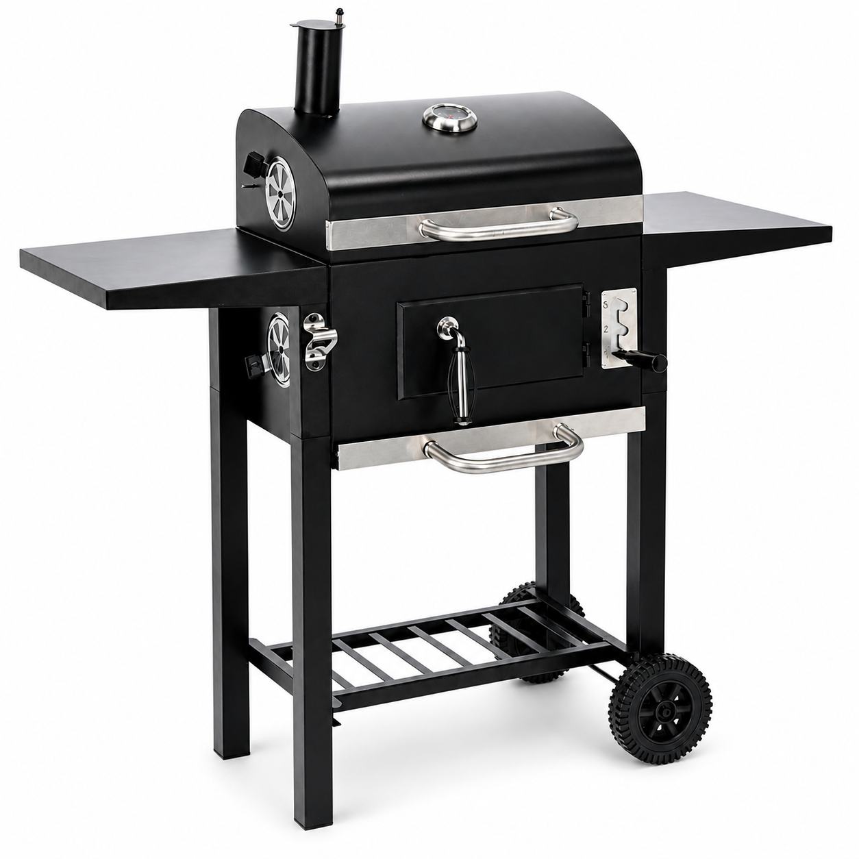 Мангал BBQ INFERNO с чугунной решеткой на колесах угольный с крышкой 109x46x106,5 см